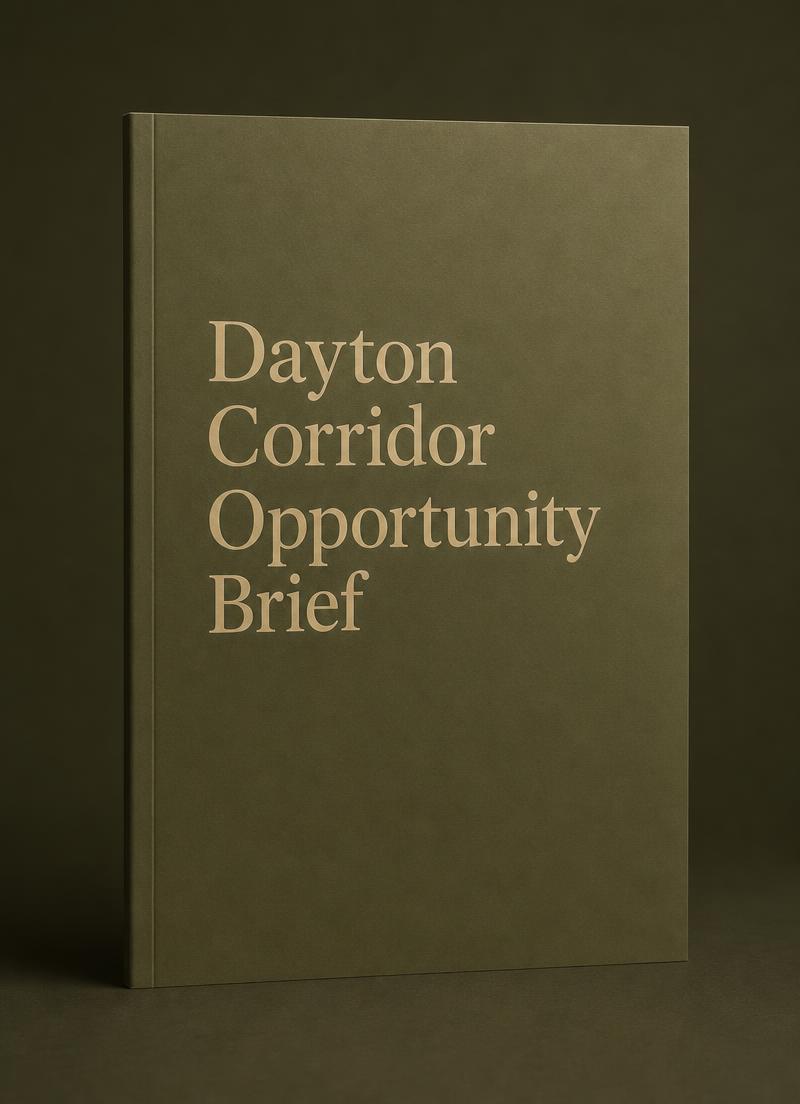 Printed cover of the Dayton Corridor Opportunity Brief